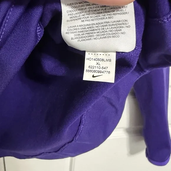 Nike Pro Dri FIT Kids Purple Long Sleeve Hoodie Athletic Top XL - Picture 6 of 10